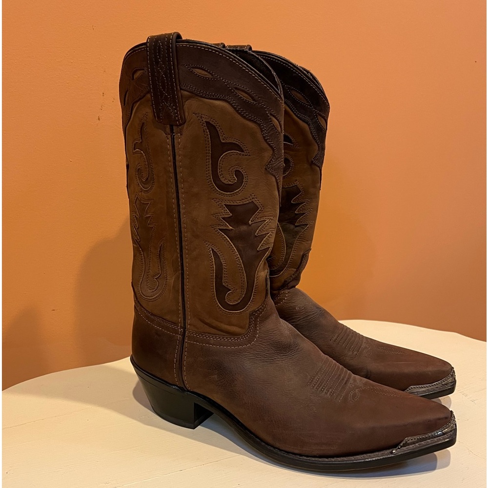 Abilene Size 10 Inlay Leather Women’s Western Boots  Silver Tip Accents - Picture 3 of 8